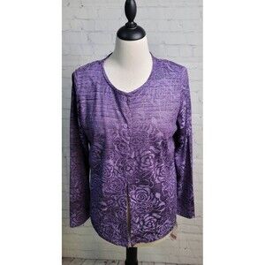 Vintage Tanjay Women's Button Up Purple Burnout Floral Top Sz Sm NWT Grannycore